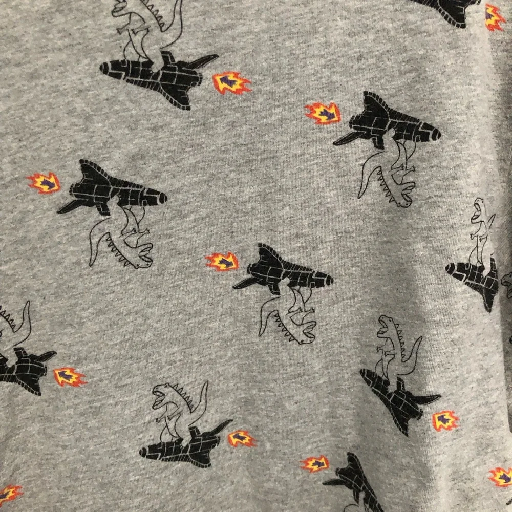 Hanna Andersson 120 boys sz 6 7 T-shirt Godzilla Spaceship Dino Cotton